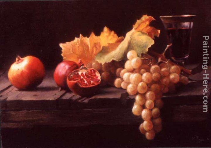 Maureen Hyde Still Life with Grapes and Pomegranates